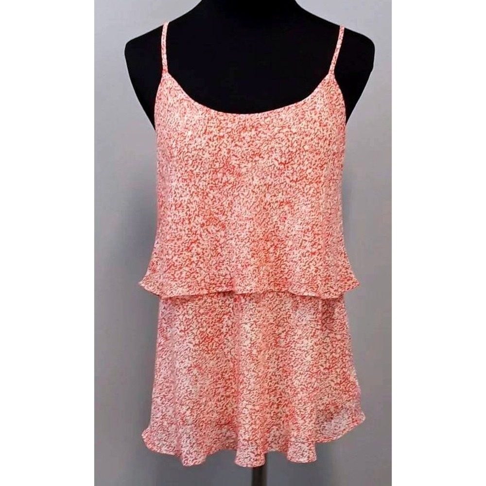 Cabi Layered Cami Womens Small Orange Abstract BOHO Sleeveless Chiffon Top 339
